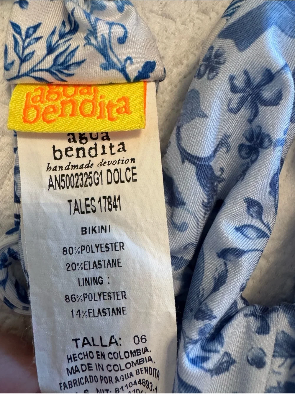 Agua Bendita Dolce Tales Girls Size 6 Blue Toile Two Piece Bikini Swimsuit